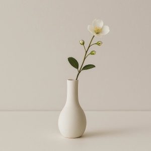 1 Minimalist White Ceramic Vase for Single Stem Flowers and Small Buds