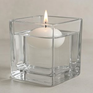 13 Clear Glass Cube Candle Holder for Floating Candle or Votive