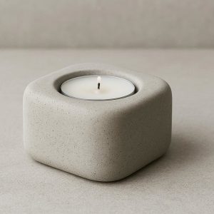 14 Concrete Minimalist Candle Holder with Smooth Rounded Edges