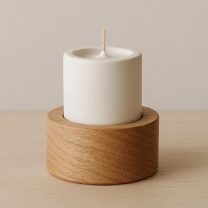 17 Minimalist Wood and Ceramic Combined Candle Holder for Natural Decor
