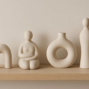 24 Minimalist Ceramic Figurine Set for Nordic Style Shelf Styling