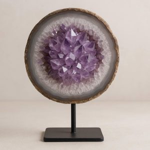 26 Crystal Cluster Geode Slice on Display Stand for Natural Energy Decor